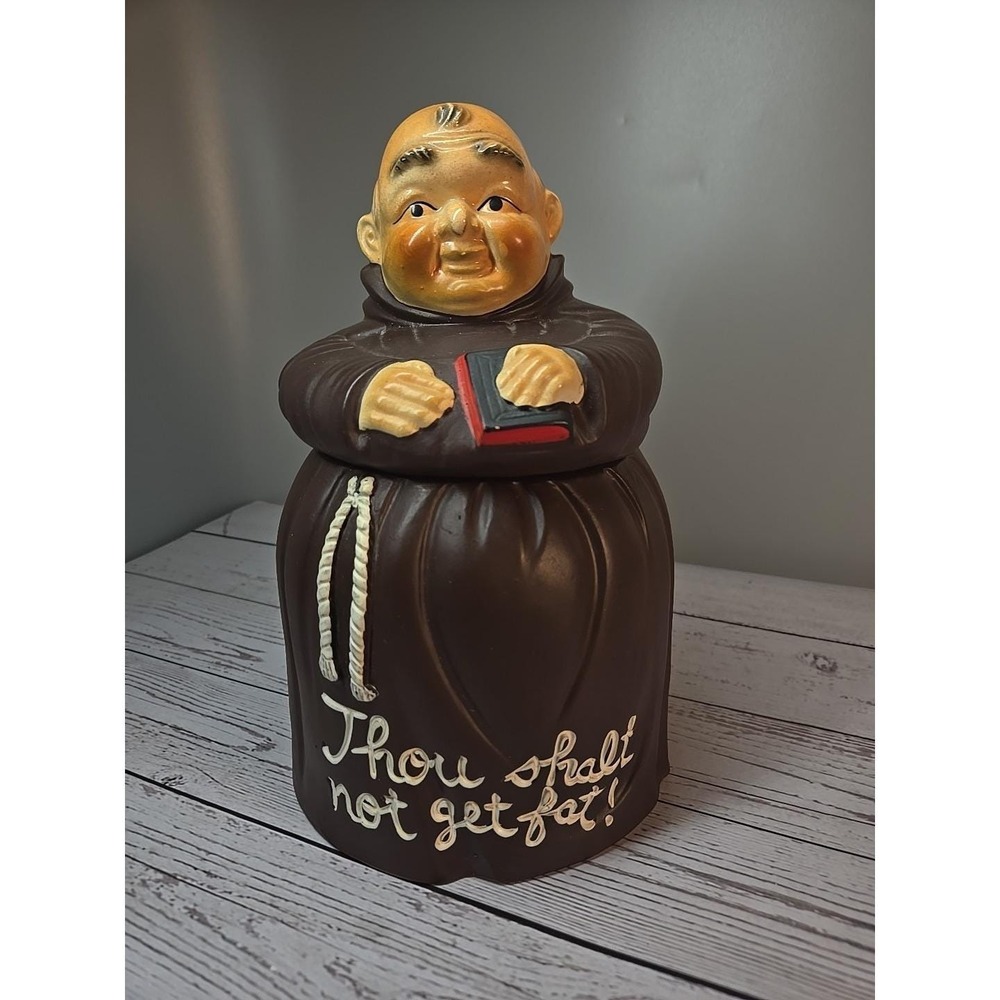 Vintage Monk Cookie Jar "Thou Shalt Not Get Fat" ‎ Lego Japan